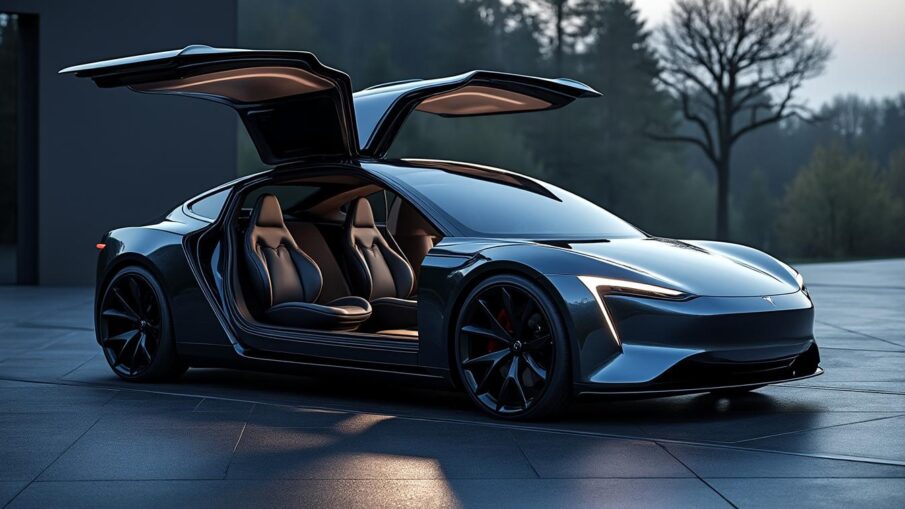 découvrez comment la voiture tesla dotée de portes papillon révolutionne le design automobile avec son esthétique futuriste et ses innovations technologiques. explorez l'harmonie parfaite entre élégance et performance qui redéfinit les standards de l'industrie automobile.