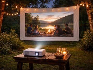 découvrez l'expérience plein air avec le mini vidéoprojecteur epson sur toile pour un résultat réel et immersif.