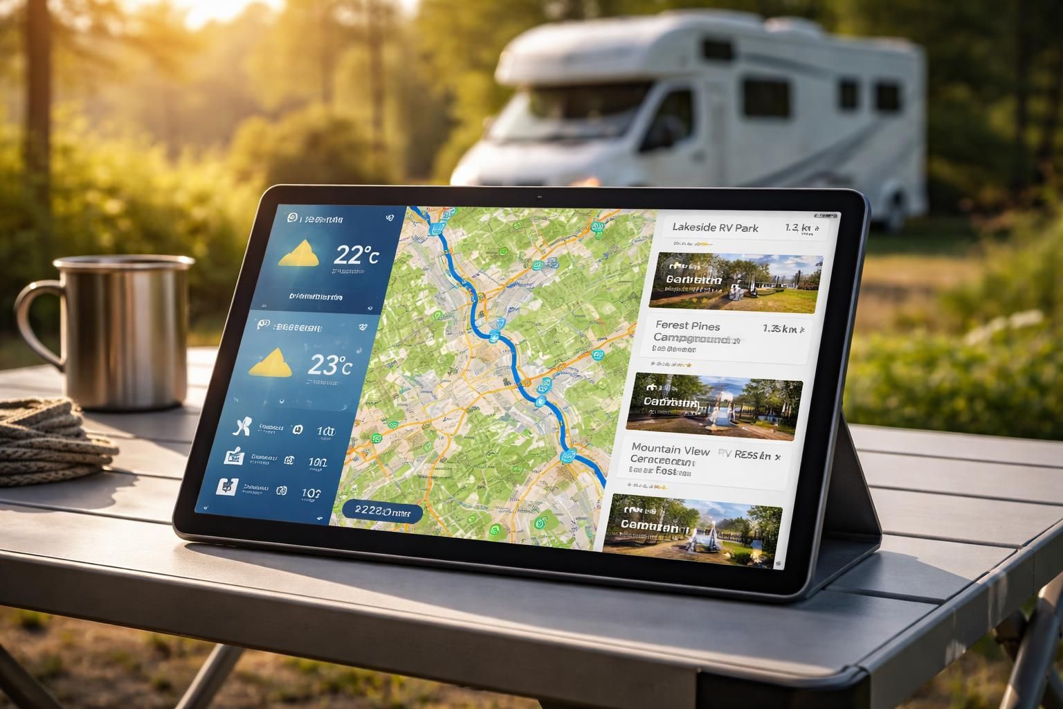découvrez notre check-list essentielle pour utiliser votre tablette tactile en voyage en camping-car : gps, météo, aires de stationnement et bien plus pour un road-trip réussi.